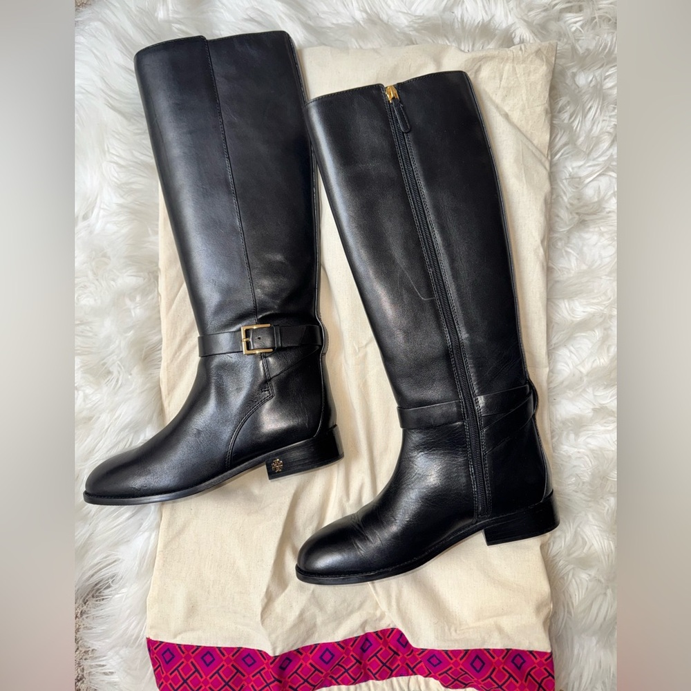 Tory Burch Black Riding Boots size 8